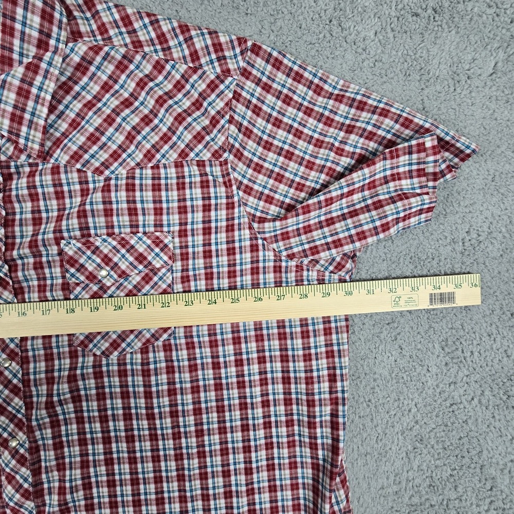 Wrangler Wrancher Western Shirt Mens 3XL Red Plaid Pearl Snap Casual‎ Cowboy - Picture 7 of 9